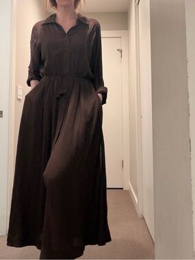 Banana Republic Dark Brown Button-Front Maxi Dress